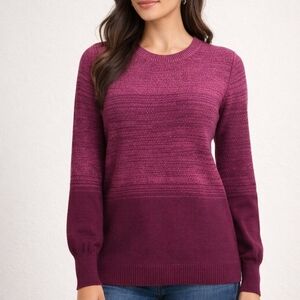 NWT Gloria Vanderbilt Women's Berry Ombre Knit Crewneck Sweater | Size M